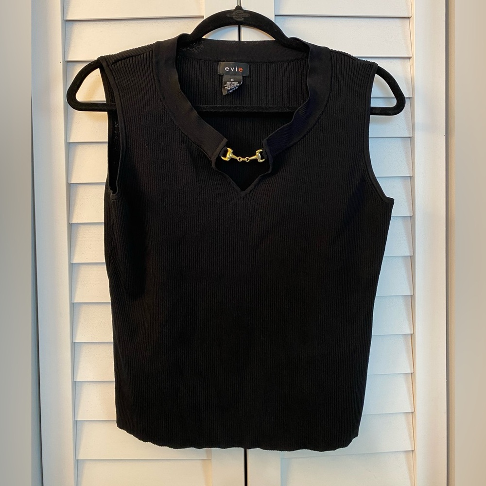 Evie Blouse XL Black with gold tone hardware